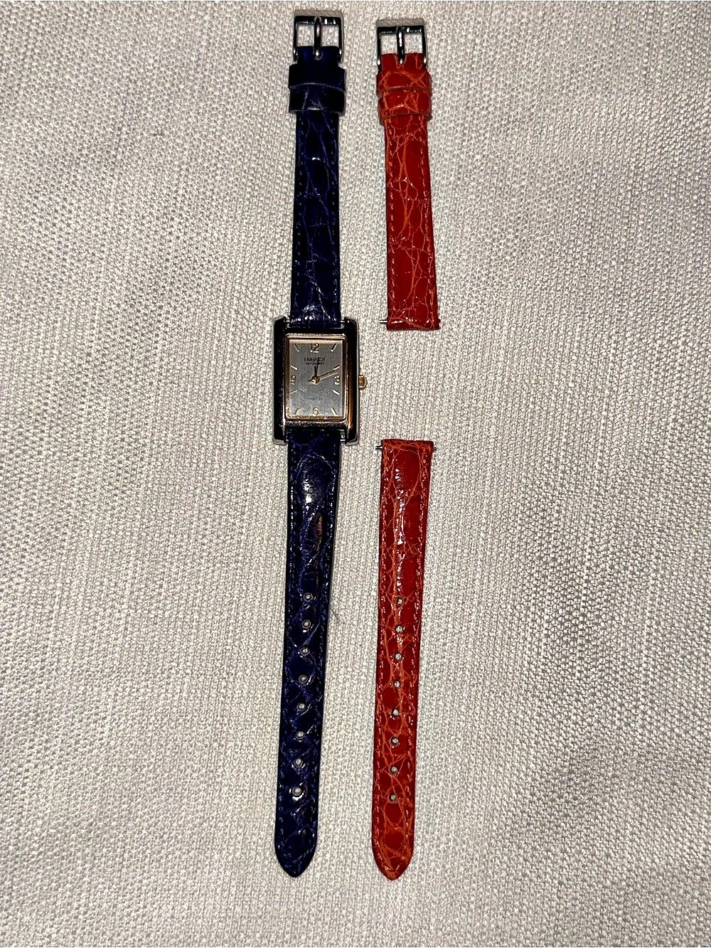 Rectangular Watch with Extra Orange Strap